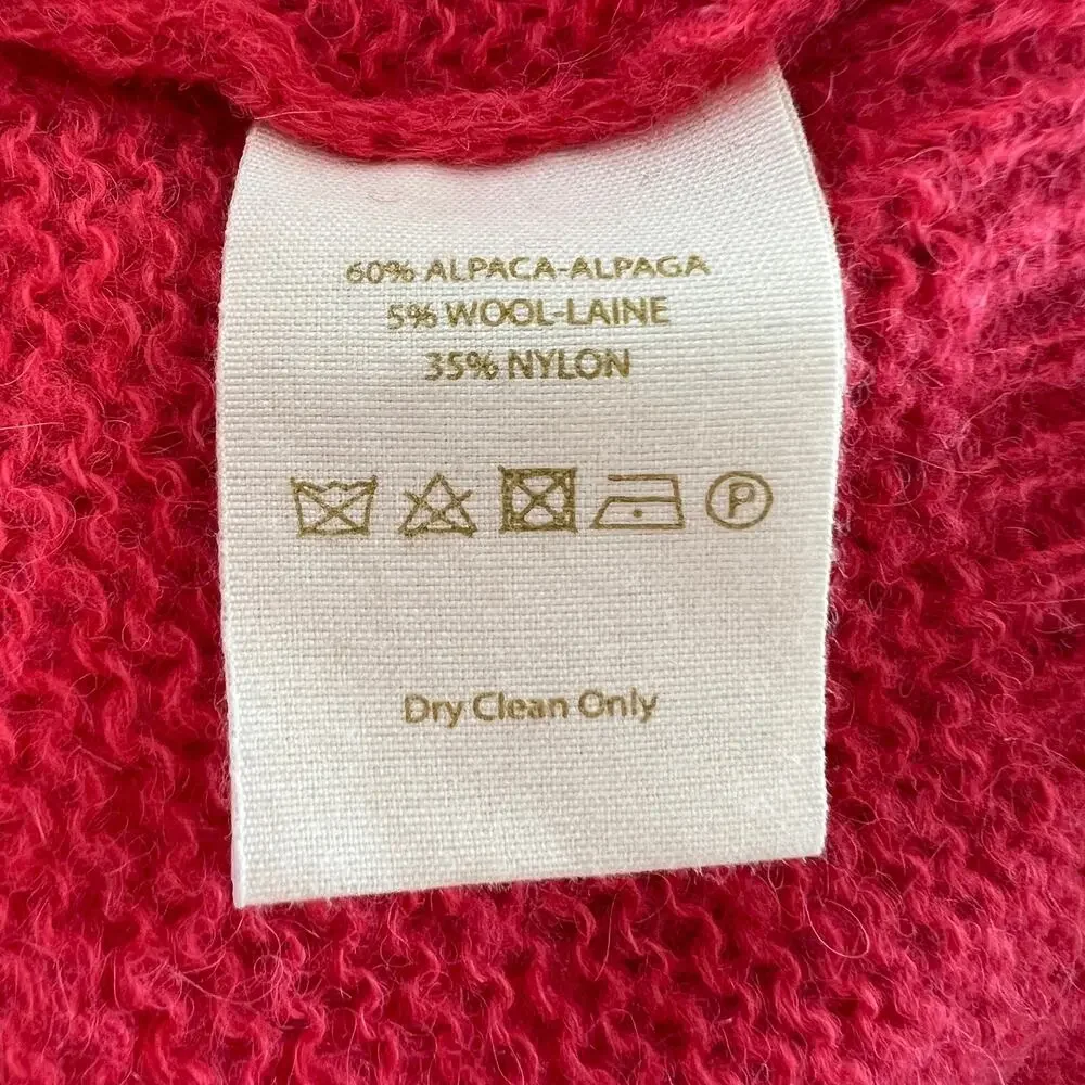 FREE PEOPLE Red Sweater Alpaca Gossamer Pullover V-Neck Size XS X-Small